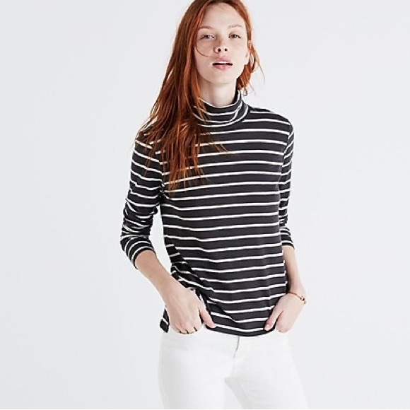 Madewell Tops - Madewell Whisper Cotton Turtleneck in Freddie Stripe